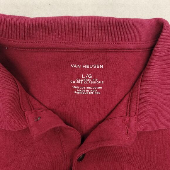 Van Heusen Casual Short Sleeve Collared Polo Shirt Adult Mens Size L Pink - Picture 3 of 10